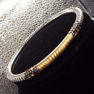 BRIGHTON GOLD & SILVER TWIST W/ COLORED RHINESTONE BANGLE BRACELET 22
